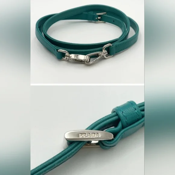 SALE! Prada Triangle Pavone Green Nappa Leather 2 Way Bag W/DB & Strap - Picture 10 of 16